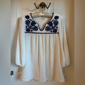 White Embroidered Women's Top